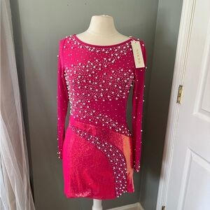 Nikibiki Hot Pink Long-Sleeve Pearl & Sequin Mini Dress